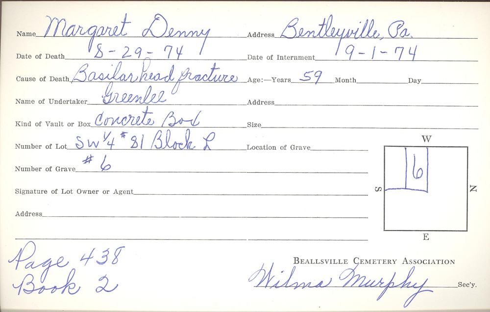 burial card